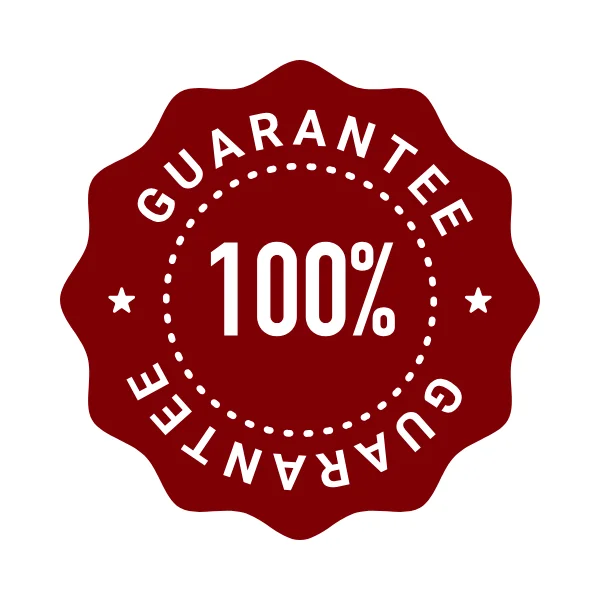 An icon of a satisfaction guarantee seal.