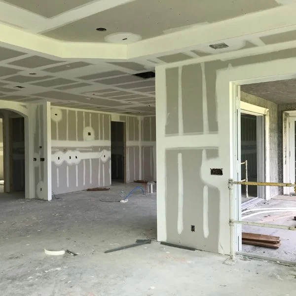 An image showing fresh drywall installation.