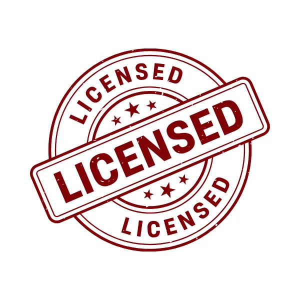 An icon representing official licensing and insurance.