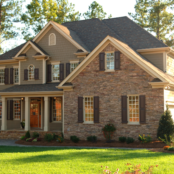 A photograph showing a beautiful masonry home in Knoxville.