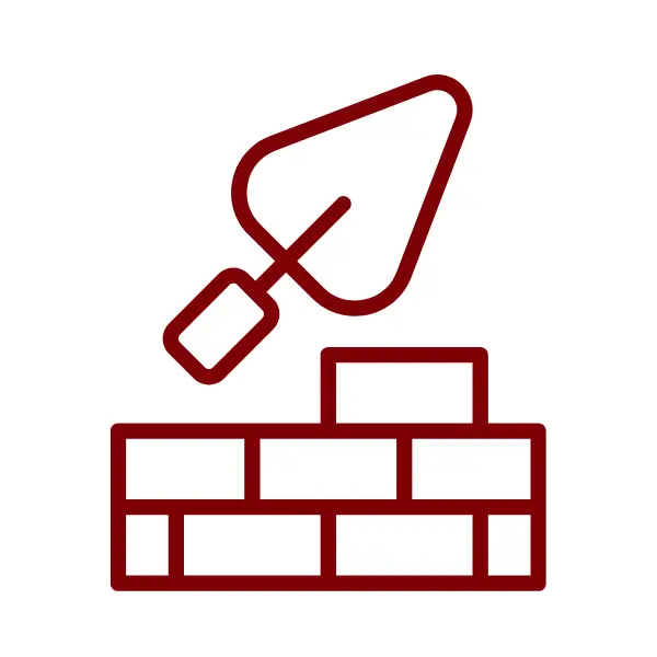 An icon representing various masonry materials and tools.