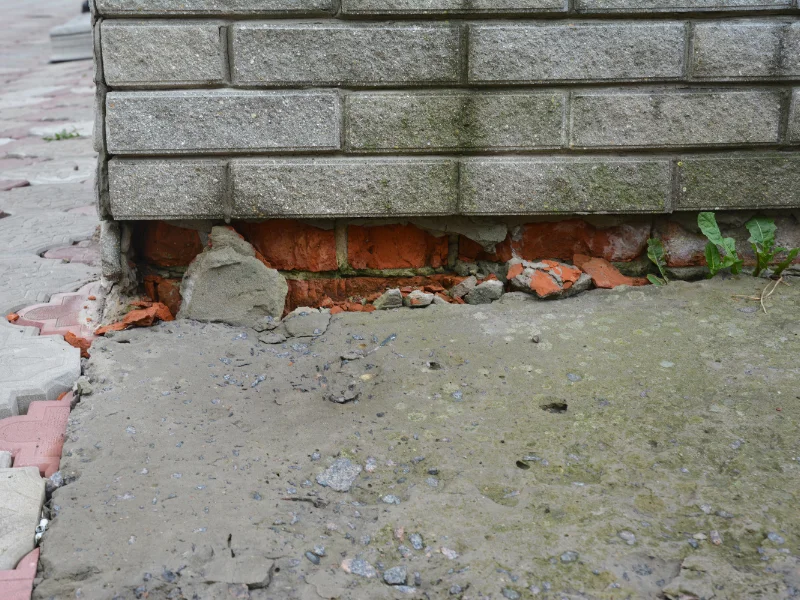 An image showing warning signs of brick masonry damage in a Knoxville home.