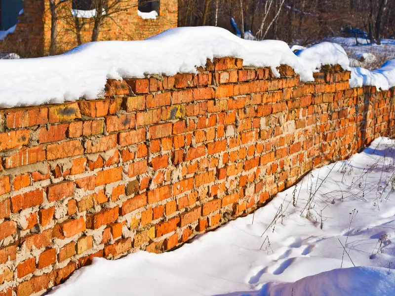 An image showing winter weather effects on masonry structures.