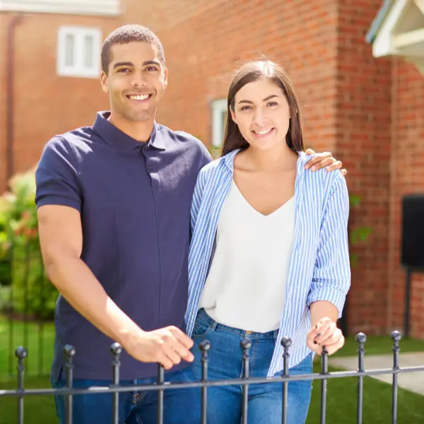 Image showing satisfied homeowners admiring their new masonry work in Knoxville