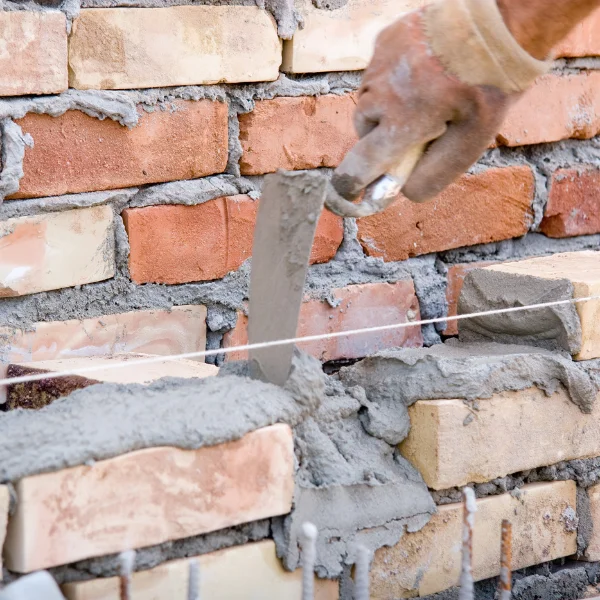 A picture showing custom masonry work in progress.