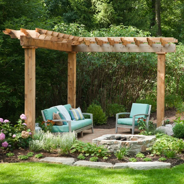 An image showing a Masonry worker working on a beautiful outdoor residential space.