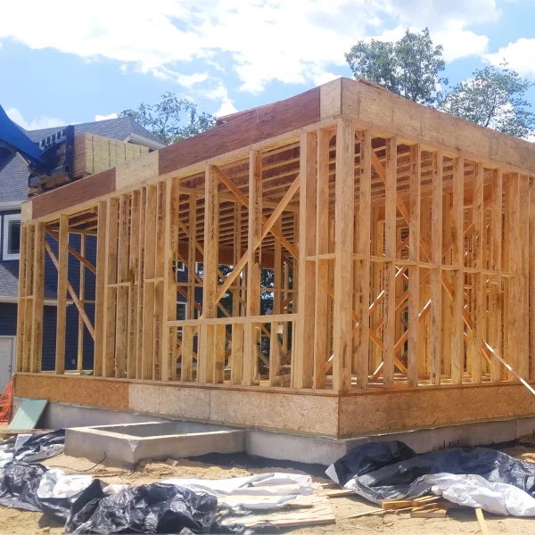 An image showing framing work in progress for a Knoxville building.