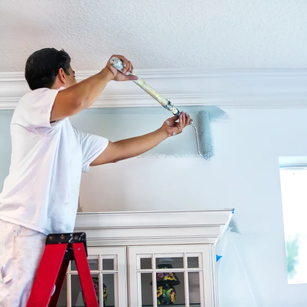 A picture of a general contractor performing interior painting for a Knoxville home.