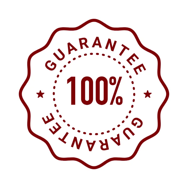 An icon of a satisfaction guarantee seal.