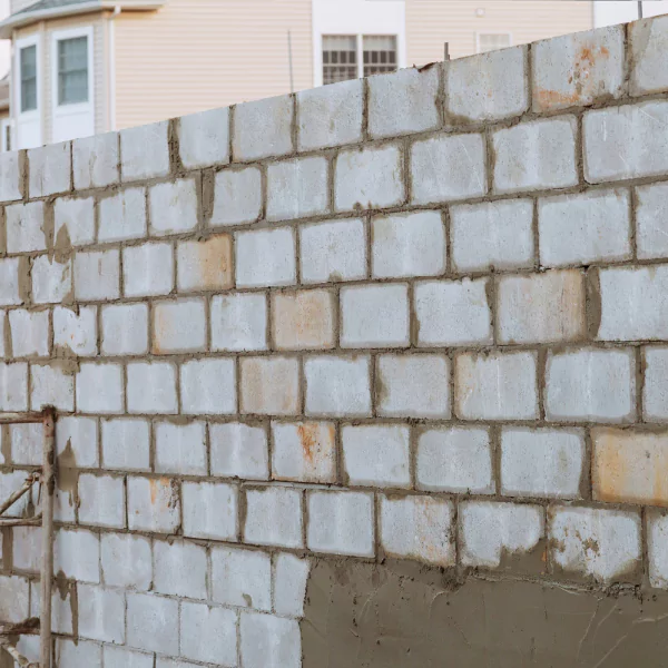 Picture of an energy-efficient block foundation wall.